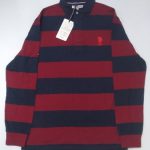 a red and black striped shirt