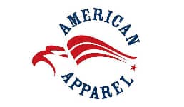 a american-apparel logo with a red and blue design