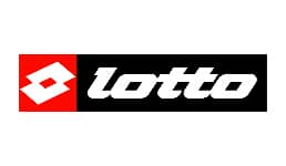 a black and red rectangular sign with white text lotto logo