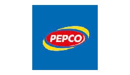 a blue square with red and yellow Pepco logo